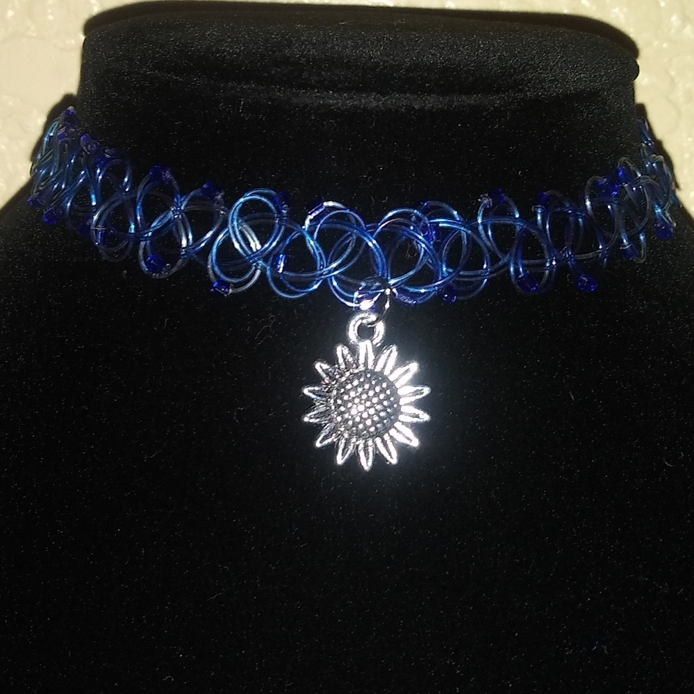 Sunflower choker necklace, tattoo choker